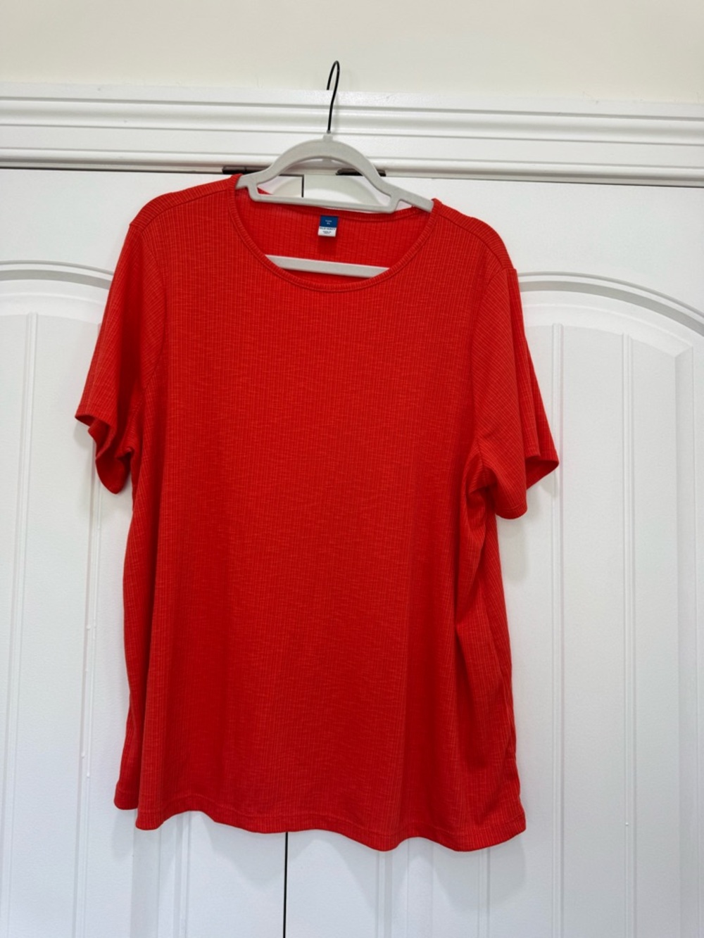 Old Navy Orange Ribbed Luxe Crew Neck T- Shirt
